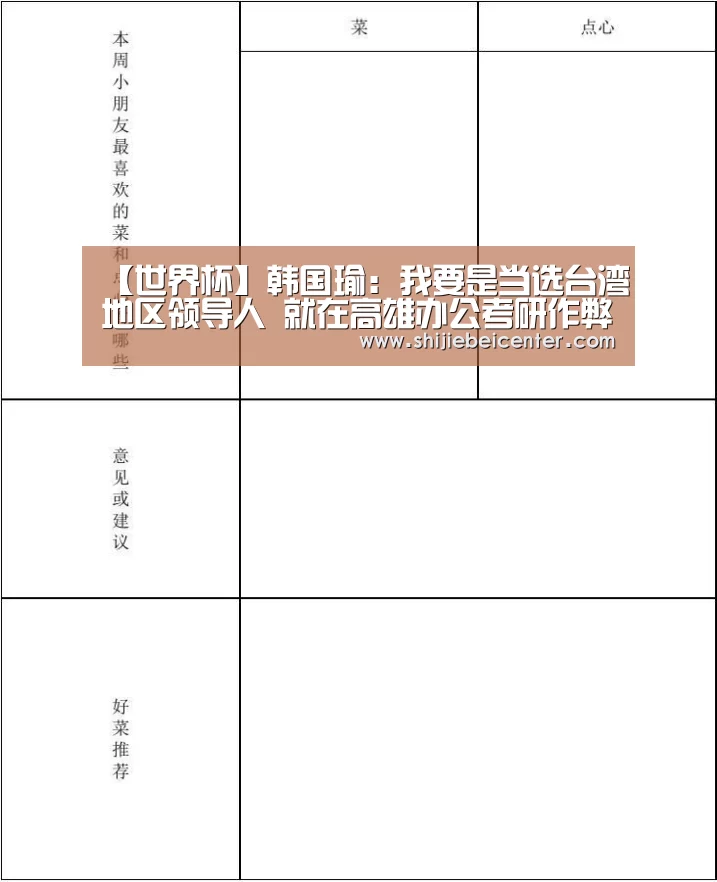 【世界杯】韩国瑜:我要是当选台湾地区领导人 就在高雄办公考研作弊工具cf上房(图1) 世界杯直播